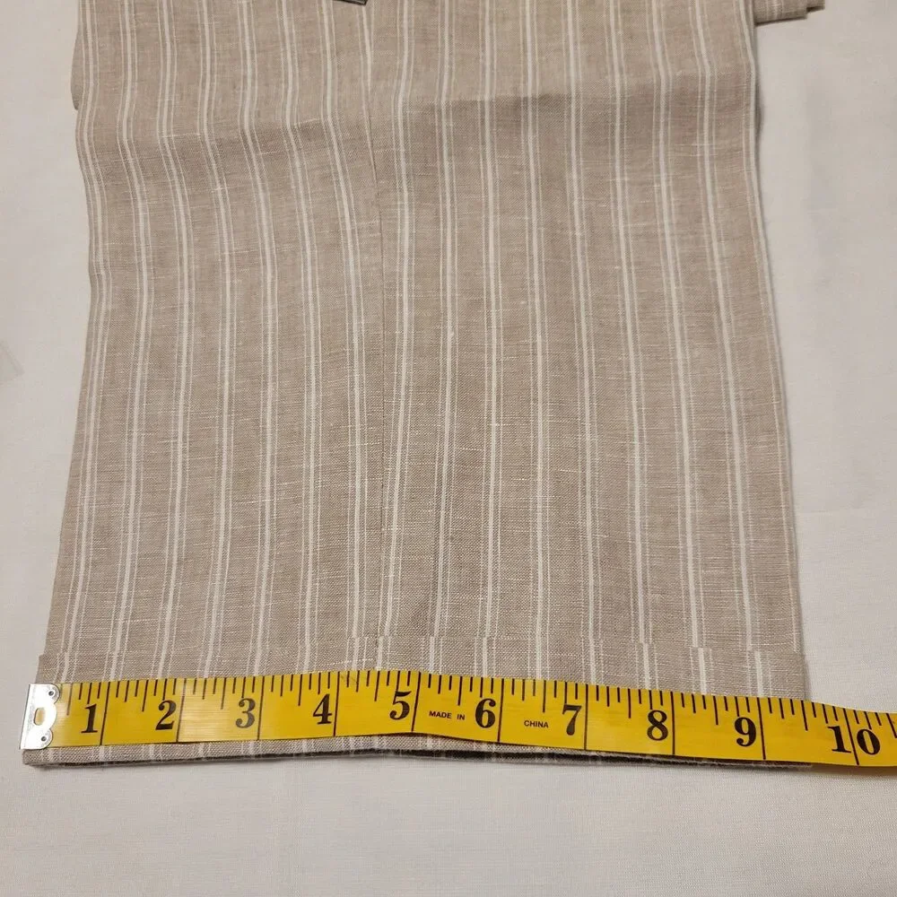 Paul Frederick Men's 100% L inen Beige w/White Vertical Stripes Dress Pants 37W